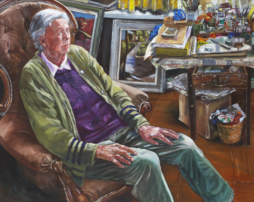Barbara Warren RHA in her studio Painting by Una Sealy