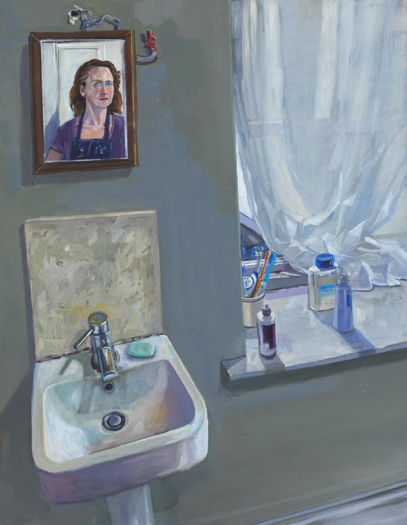 Self Portrait with Sink  Painting by Una Sealy
